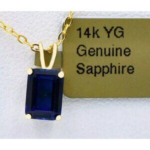 Genuine 1.15 Cts Blue Sapphire Pendant Solid 14k Gold